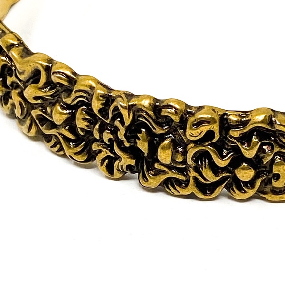 GUCCI Lion Head Mane Aged Gold Crystal Bracelet L - Picture 5 of 10